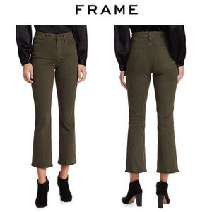 Frame Le Crop Mini Bootcut Jeans in Deep Moss Size 27